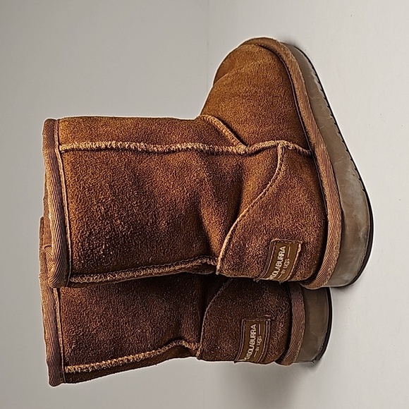 Koolaburra UGG Boots Mini Koola Short Suede Faux Fur Pull-On Chestnut Tan Cozy 1 - Picture 4 of 10